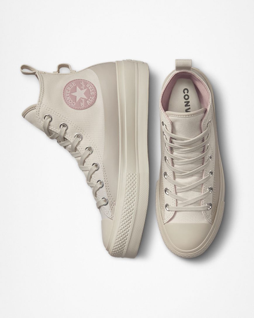 Women's Converse Chuck Taylor All Star Lift Water-Repellent Canvas High Top Platform Shoes Beige / Grey | AU 094C6D